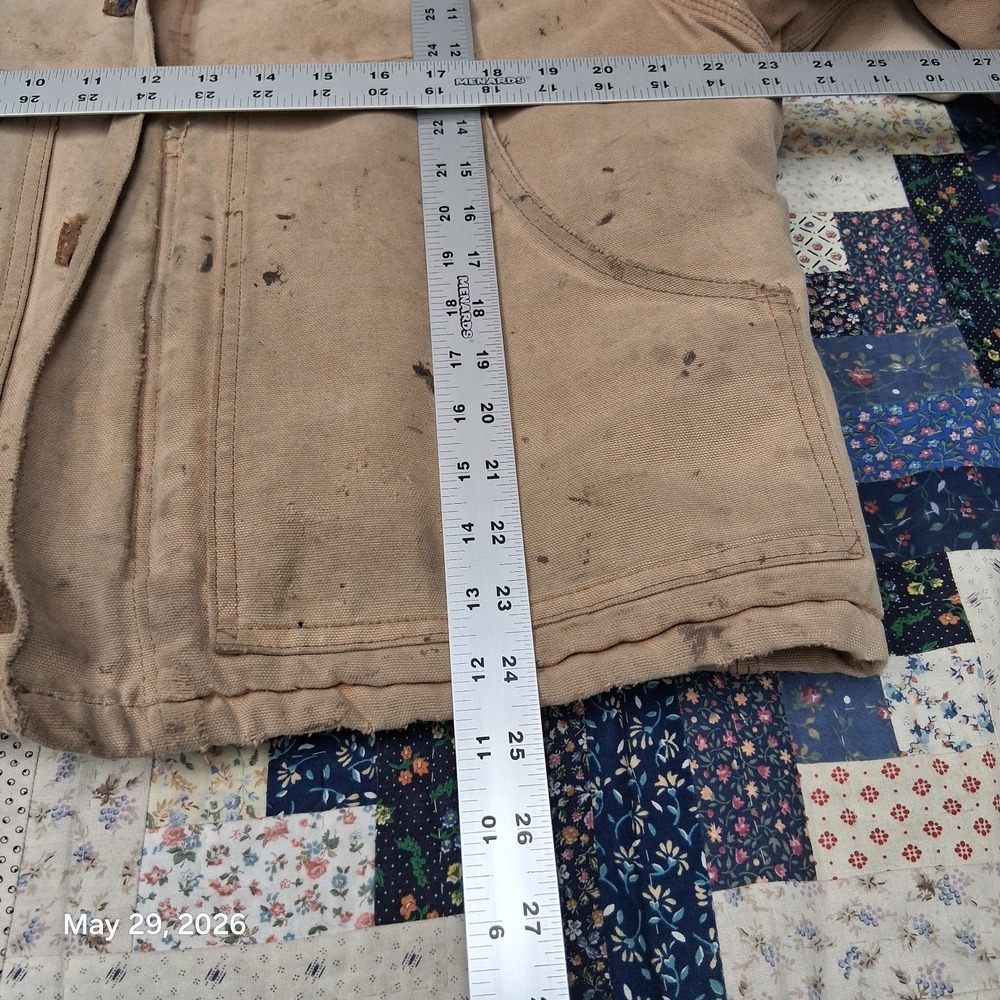 Vintage Carhartt JQ186 Arctic Quilt Lined Brown Canvas Jacket Large Faded J02 - Picture 11 of 13
